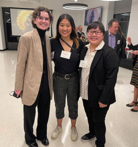 Three TCNJ alumni who work at NBC at an alumni networking event.